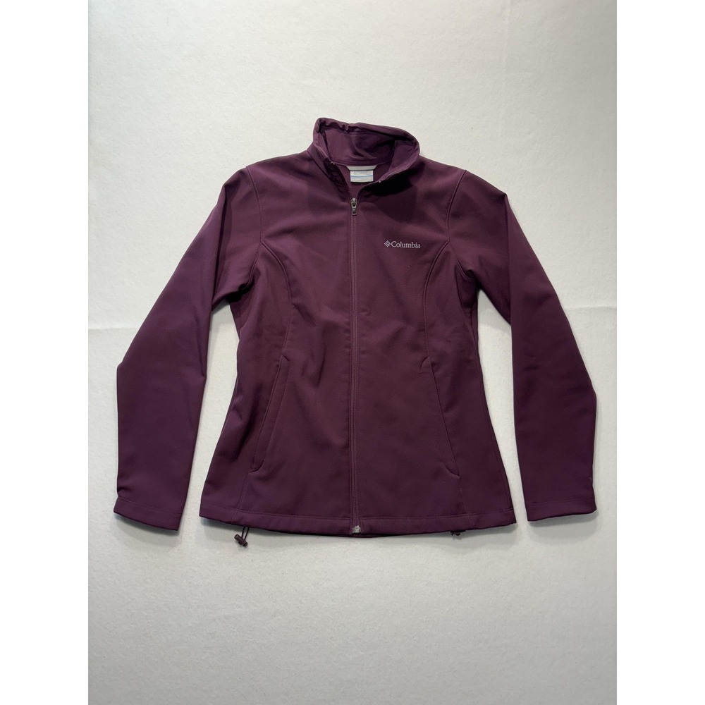 Columbia Jacket Womens S Purple Softshell Full Zip Stand Collar Outdoor Casual